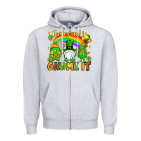 Heather Grey St. Patrick's Lucky and i gnome it Zipper Hoodie - OliviaCreatesArt