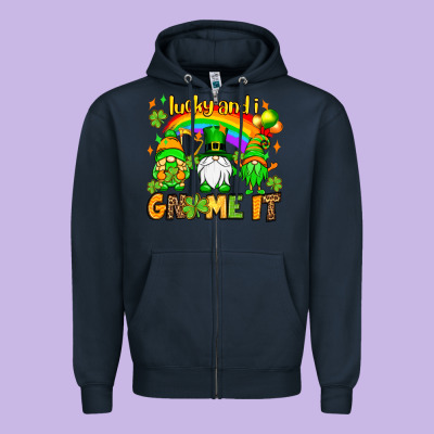 St. Patrick's Lucky And I Gnome It Zipper Hoodie Designed By Oliviacreatesart