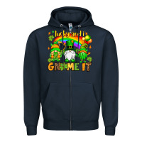 Navy St. Patrick's Lucky and i gnome it Zipper Hoodie - OliviaCreatesArt