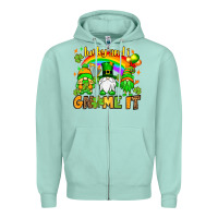 Seafoam St. Patrick's Lucky and i gnome it Zipper Hoodie - OliviaCreatesArt