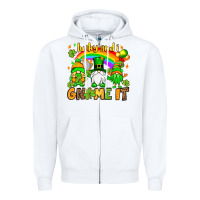 White St. Patrick's Lucky and i gnome it Zipper Hoodie - OliviaCreatesArt