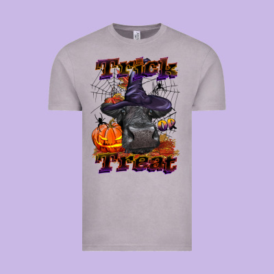 Trick Or Treat Black Angus Heifer Vintage Tee Designed By Lillyallendesigns