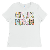 White he is risen Ladies Tee - MaliasSmallBusiness