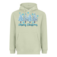 Matcha merry christmas blue trees Heavyweight Hoodie - FaDigitalArtStudio