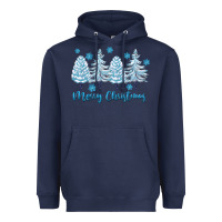 Navy merry christmas blue trees Heavyweight Hoodie - FaDigitalArtStudio