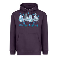 Plum merry christmas blue trees Heavyweight Hoodie - FaDigitalArtStudio