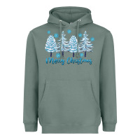 Sage merry christmas blue trees Heavyweight Hoodie - FaDigitalArtStudio