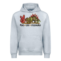 Heather Grey Peace Love Stegosaurus Urban Hoodie - LillyAllenDesigns