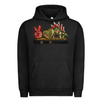 Pigment Black Peace Love Stegosaurus Urban Hoodie - LillyAllenDesigns