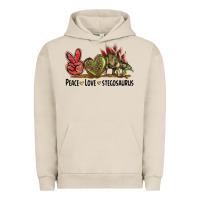Pigment French Oak Peace Love Stegosaurus Urban Hoodie - LillyAllenDesigns