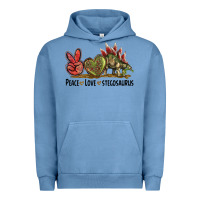 Pigment Pebble Blue Peace Love Stegosaurus Urban Hoodie - LillyAllenDesigns
