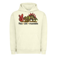 Pigment Pistachio Peace Love Stegosaurus Urban Hoodie - LillyAllenDesigns