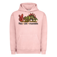 Pigment Salmon Peace Love Stegosaurus Urban Hoodie - LillyAllenDesigns