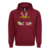 Burgundy Western Easter bunny name frame Zipper Hoodie - OliviaCreatesArt