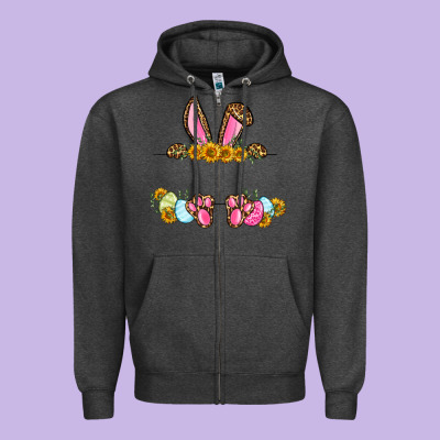 Western Easter Bunny Name Frame Zipper Hoodie Designed By Oliviacreatesart