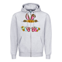 Heather Grey Western Easter bunny name frame Zipper Hoodie - OliviaCreatesArt