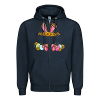 Navy Western Easter bunny name frame Zipper Hoodie - OliviaCreatesArt