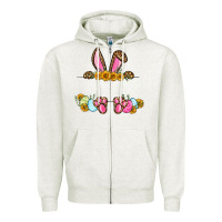 Oatmeal Heather Western Easter bunny name frame Zipper Hoodie - OliviaCreatesArt