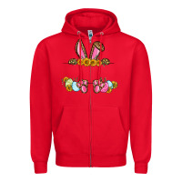 Red Western Easter bunny name frame Zipper Hoodie - OliviaCreatesArt