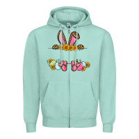 Seafoam Western Easter bunny name frame Zipper Hoodie - OliviaCreatesArt