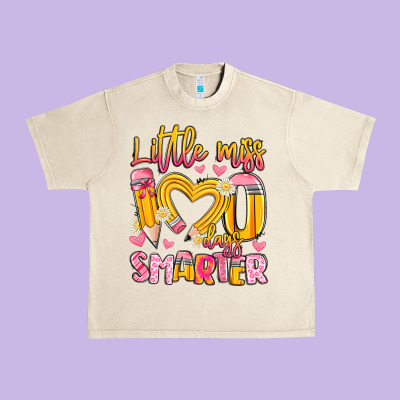 Little Miss 100 Days Smarter Urban Heavy Tee Designed By Artiststas