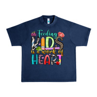 Navy feeding kids is a work of heart Urban Heavy Tee - Artiststas