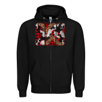 Black cowhide buffalo plaid leopad background Zipper Hoodie - CowCowDesign