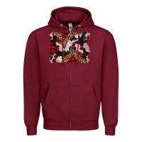 Cowhide Buffalo Plaid Leopad Background Zipper Hoodie | Teevron