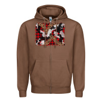 Chestnut cowhide buffalo plaid leopad background Zipper Hoodie - CowCowDesign