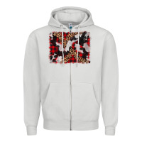 Dove Grey cowhide buffalo plaid leopad background Zipper Hoodie - CowCowDesign