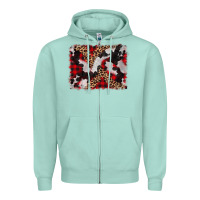 Seafoam cowhide buffalo plaid leopad background Zipper Hoodie - CowCowDesign
