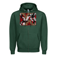 Sports Green cowhide buffalo plaid leopad background Zipper Hoodie - CowCowDesign