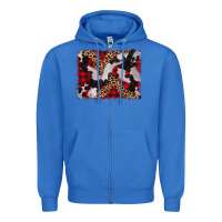 True Royal cowhide buffalo plaid leopad background Zipper Hoodie - CowCowDesign