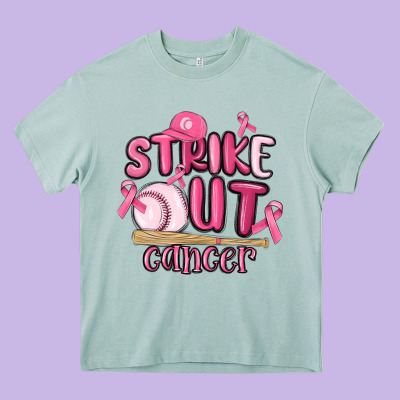Strike Out Cancer Baseball Heavy Core Tee Designed By Maliassmallbusiness