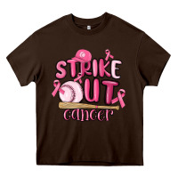 Chocolate Brown strike out cancer baseball Heavy Core Tee - MaliasSmallBusiness