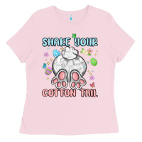 Bubblegum Pink shake your cotton tail Ladies Tee - MaliasSmallBusiness