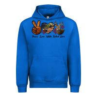 Cobalt Peace Love White Tailed Deer Urban Hoodie - LillyAllenDesigns