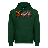 Forest Green Peace Love White Tailed Deer Urban Hoodie - LillyAllenDesigns
