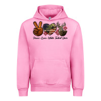 Fuchsia Pink Peace Love White Tailed Deer Urban Hoodie - LillyAllenDesigns