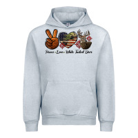 Heather Grey Peace Love White Tailed Deer Urban Hoodie - LillyAllenDesigns