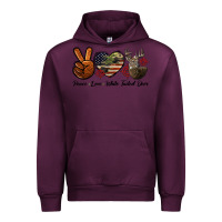 Mauve Wine Peace Love White Tailed Deer Urban Hoodie - LillyAllenDesigns