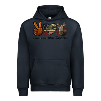 Navy Peace Love White Tailed Deer Urban Hoodie - LillyAllenDesigns