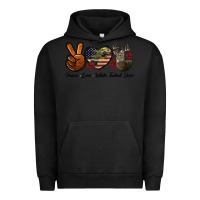 Pigment Black Peace Love White Tailed Deer Urban Hoodie - LillyAllenDesigns