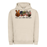 Pigment French Oak Peace Love White Tailed Deer Urban Hoodie - LillyAllenDesigns