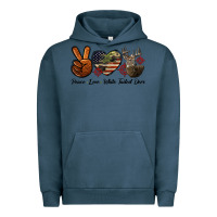 Pigment Midnight Navy Peace Love White Tailed Deer Urban Hoodie - LillyAllenDesigns