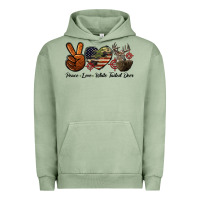 Pigment Oil Green Peace Love White Tailed Deer Urban Hoodie - LillyAllenDesigns