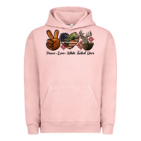 Pigment Salmon Peace Love White Tailed Deer Urban Hoodie - LillyAllenDesigns