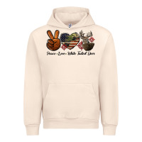 Sandshell Peace Love White Tailed Deer Urban Hoodie - LillyAllenDesigns
