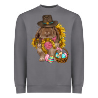 Storm Western Rabbit with sunflowers Easter Day Heavyweight Sweatshirt - HowdyJamesFarm
