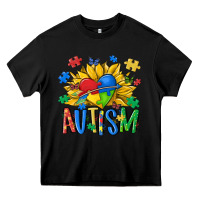 Black austism sunflower Heavy Core Tee - MaliasSmallBusiness